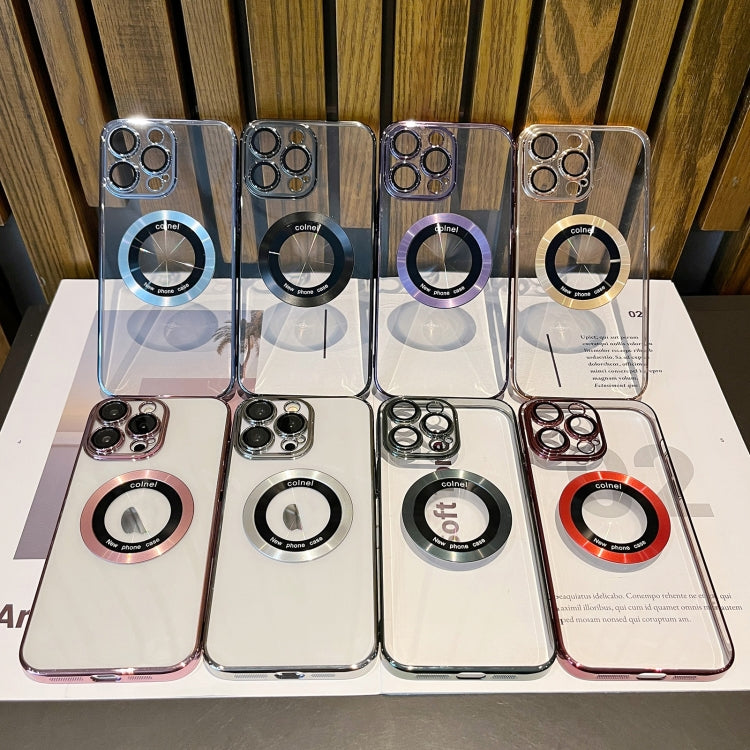 For iPhone 15 Pro Max Transparent Electroplated PC MagSafe Phone Case(Wine Red) - free shipping - PMC TechLife - Order now!