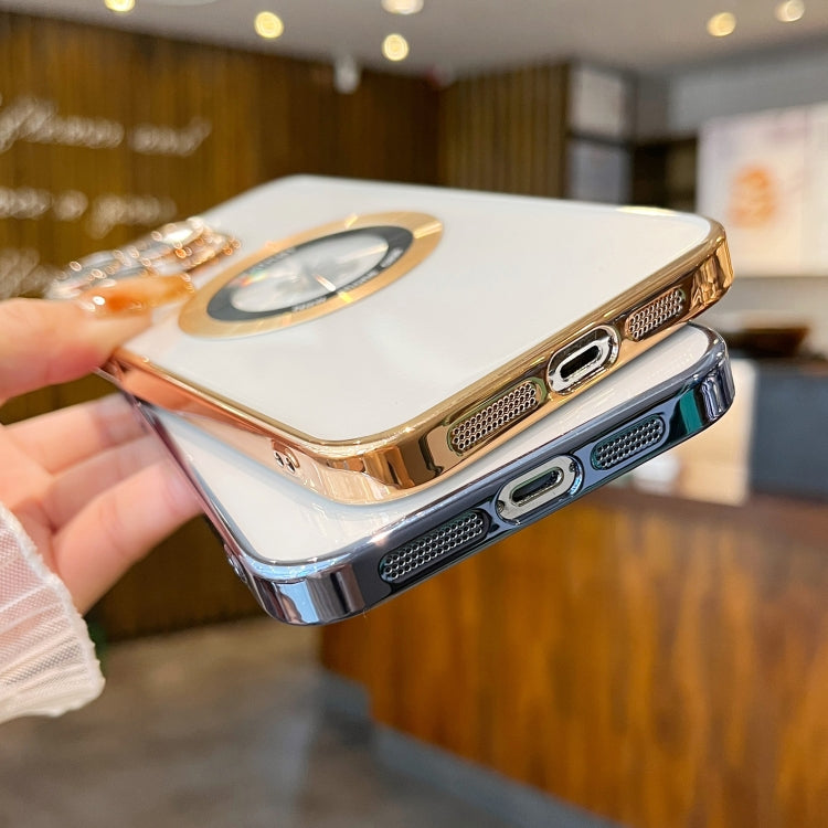 For iPhone 13 Pro Max Transparent Electroplated PC MagSafe Phone Case(Silver) - iPhone 13 Pro Max Cases by PMC TechLife | Online Shopping South Africa | PMC TechLife