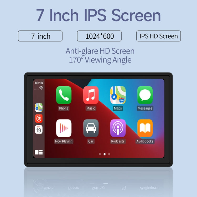 X70-1 Car 7 inch IPS Portable Smart Screen Wireless Screen Projection Carplay Android Auto(Black) - Car Monitor by PMC Jewellery | Online Shopping South Africa | PMC Jewellery | Buy Now Pay Later Mobicred