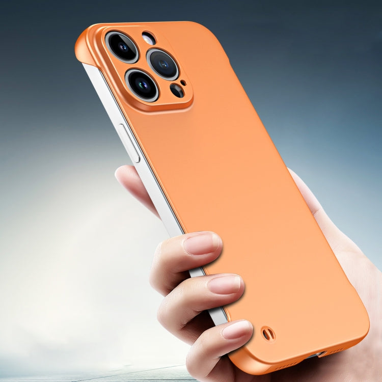 For iPhone 14 Pro Max Frameless Metallic Paint Hybrid PC Phone Case(Orange) - iPhone 14 Pro Max Cases by PMC Jewellery | Online Shopping South Africa | PMC Jewellery | Buy Now Pay Later Mobicred