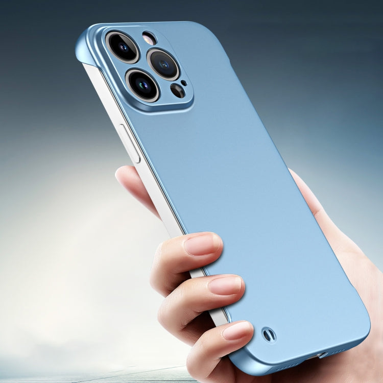 For iPhone 12 Pro Frameless Metallic Paint Hybrid PC Phone Case(Sierra Blue) - iPhone 12 / 12 Pro Cases by PMC Jewellery | Online Shopping South Africa | PMC Jewellery | Buy Now Pay Later Mobicred