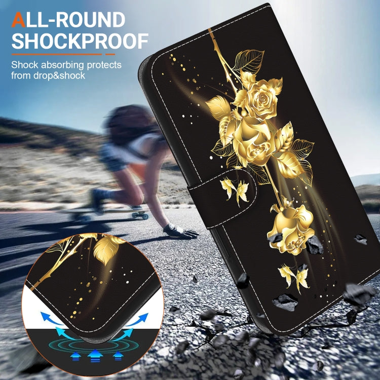 For Google Pixel 9 Pro Crystal Texture Colored Drawing Leather Phone Case(Gold Butterfly Rose) - Google Cases by PMC TechLife | Online Shopping South Africa | PMC TechLife | Buy Now Pay Later Mobicred
