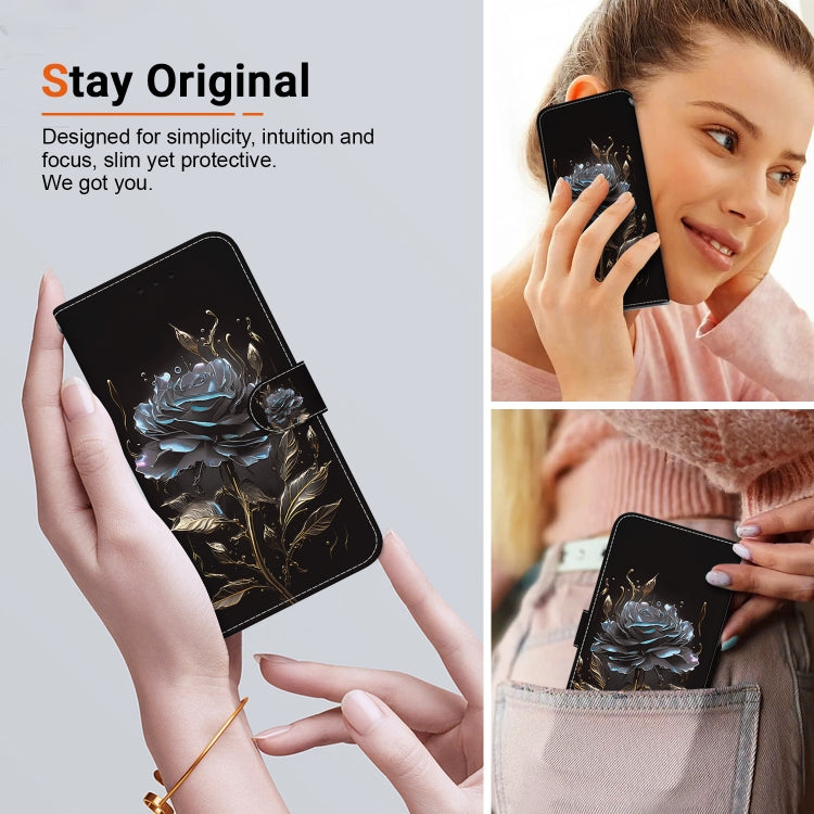 For Google Pixel 9 Pro Crystal Texture Colored Drawing Leather Phone Case(Black Rose) - free shipping - PMC TechLife - Order now!