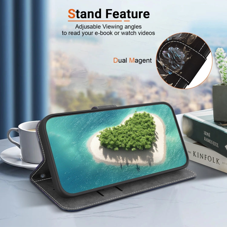 For Google Pixel 9 Pro Crystal Texture Colored Drawing Leather Phone Case(Black Rose) - free shipping - PMC TechLife - Order now!