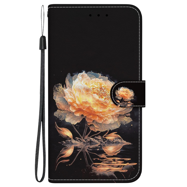 For Google Pixel 9 Crystal Texture Colored Drawing Leather Phone Case(Gold Peony) - Google Cases by PMC TechLife | Online Shopping South Africa | PMC TechLife | Buy Now Pay Later Mobicred