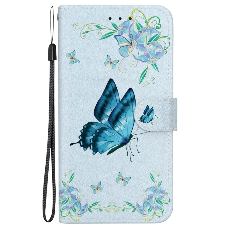 For Google Pixel 9 Crystal Texture Colored Drawing Leather Phone Case(Blue Pansies) - Google Cases by PMC TechLife | Online Shopping South Africa | PMC TechLife | Buy Now Pay Later Mobicred