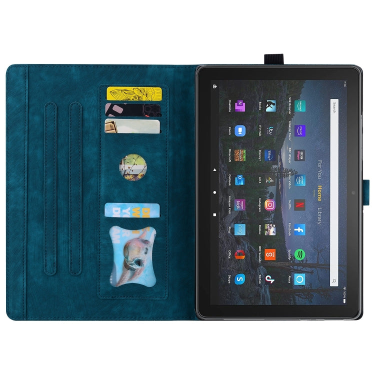 For Amazon Fire HD10 /HD10 Plus 2021 Cartoon Sakura Cat Embossed Smart Leather Tablet Case(Blue) - Amazon by PMC Jewellery | Online Shopping South Africa | PMC Jewellery