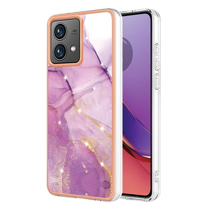 For Motorola Moto G84 Electroplating Marble Dual-side IMD Phone Case(Purple 001) - Motorola Cases by PMC Jewellery | Online Shopping South Africa | PMC Jewellery | Buy Now Pay Later Mobicred