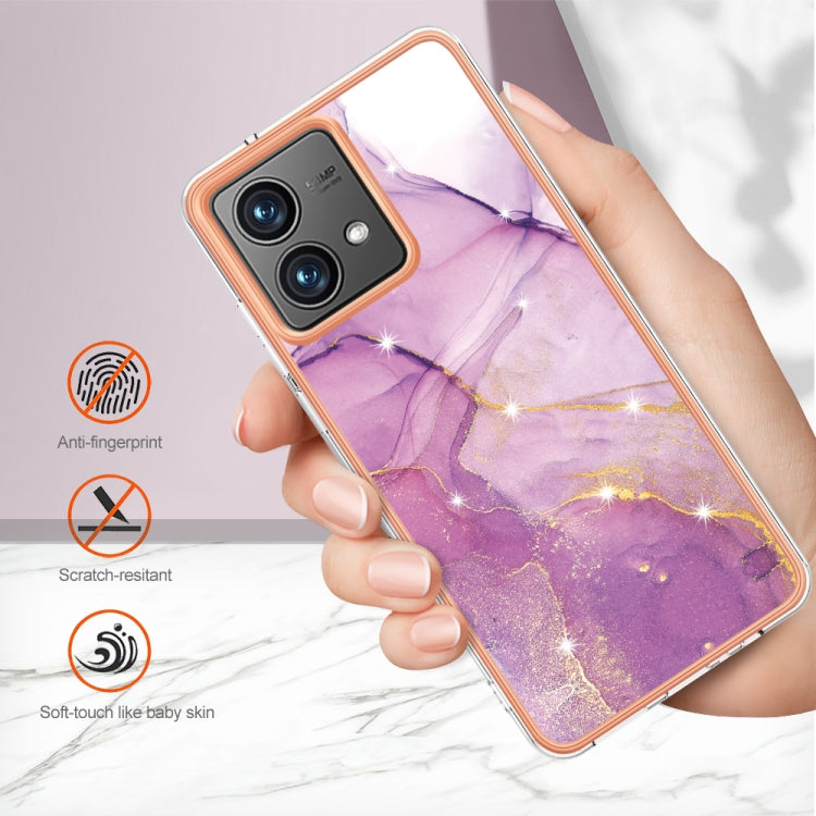 For Motorola Moto G84 Electroplating Marble Dual-side IMD Phone Case(Purple 001) - Motorola Cases by PMC Jewellery | Online Shopping South Africa | PMC Jewellery | Buy Now Pay Later Mobicred