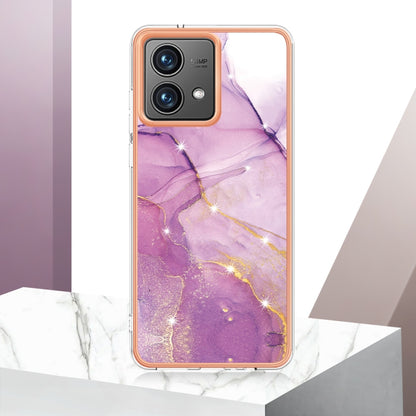 For Motorola Moto G84 Electroplating Marble Dual-side IMD Phone Case(Purple 001) - Motorola Cases by PMC Jewellery | Online Shopping South Africa | PMC Jewellery | Buy Now Pay Later Mobicred