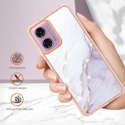 For Motorola Moto G24 4G / G04 4G Electroplating Marble Dual-side IMD Phone Case(White 006) - Motorola Cases by PMC Jewellery | Online Shopping South Africa | PMC Jewellery | Buy Now Pay Later Mobicred