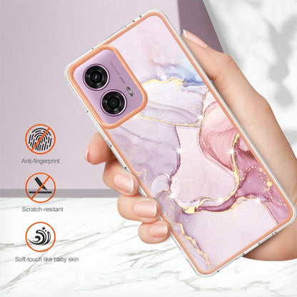 For Motorola Moto G24 4G / G04 4G Electroplating Marble Dual-side IMD Phone Case(Rose Gold 005) - Motorola Cases by PMC Jewellery | Online Shopping South Africa | PMC Jewellery | Buy Now Pay Later Mobicred