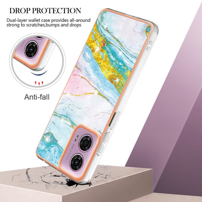 For Motorola Moto G24 4G / G04 4G Electroplating Marble Dual-side IMD Phone Case(Green 004) - Motorola Cases by PMC Jewellery | Online Shopping South Africa | PMC Jewellery | Buy Now Pay Later Mobicred