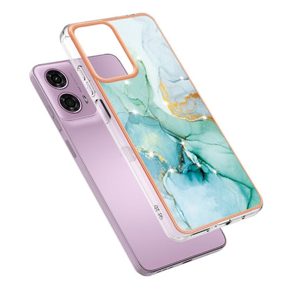 For Motorola Moto G24 4G / G04 4G Electroplating Marble Dual-side IMD Phone Case(Green 003) - Motorola Cases by PMC Jewellery | Online Shopping South Africa | PMC Jewellery | Buy Now Pay Later Mobicred