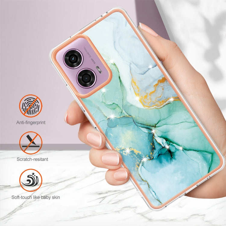 For Motorola Moto G24 4G / G04 4G Electroplating Marble Dual-side IMD Phone Case(Green 003) - Motorola Cases by PMC Jewellery | Online Shopping South Africa | PMC Jewellery | Buy Now Pay Later Mobicred