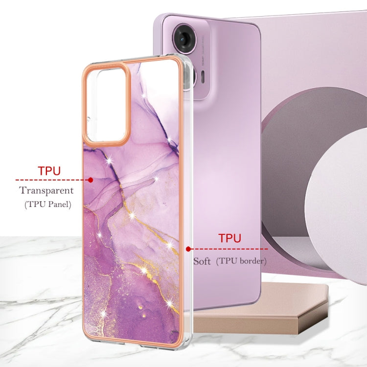 For Motorola Moto G24 4G / G04 4G Electroplating Marble Dual-side IMD Phone Case(Purple 001) - Motorola Cases by PMC Jewellery | Online Shopping South Africa | PMC Jewellery | Buy Now Pay Later Mobicred