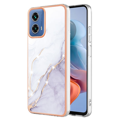 For Motorola Moto G34 Electroplating Marble Dual-side IMD Phone Case(White 006) - Motorola Cases by PMC Jewellery | Online Shopping South Africa | PMC Jewellery | Buy Now Pay Later Mobicred