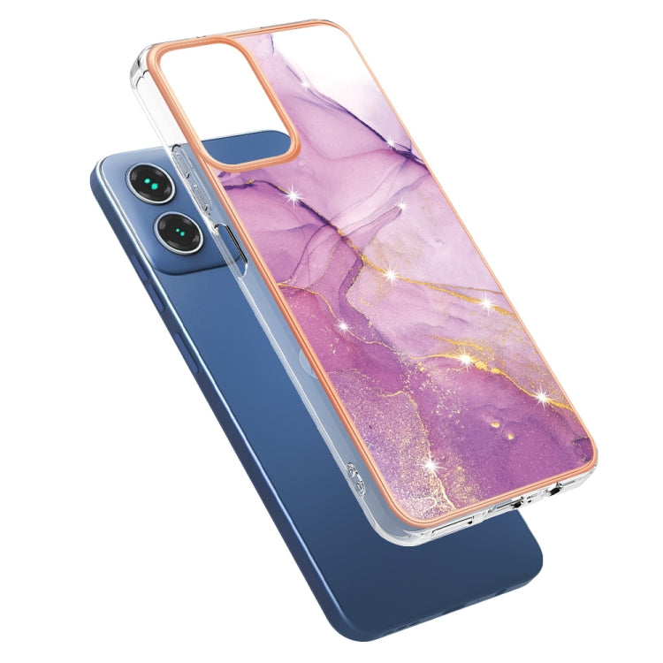 For Motorola Moto G34 Electroplating Marble Dual-side IMD Phone Case(Purple 001) - Motorola Cases by PMC Jewellery | Online Shopping South Africa | PMC Jewellery | Buy Now Pay Later Mobicred