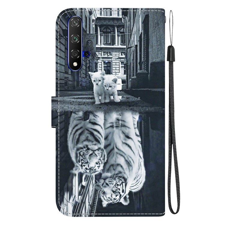 For Honor 20 / Huawei nova 5T Crystal Texture Colored Drawing Leather Phone Case(Cat Tiger Reflection) - Honor Cases by PMC TechLife | Online Shopping South Africa | PMC TechLife