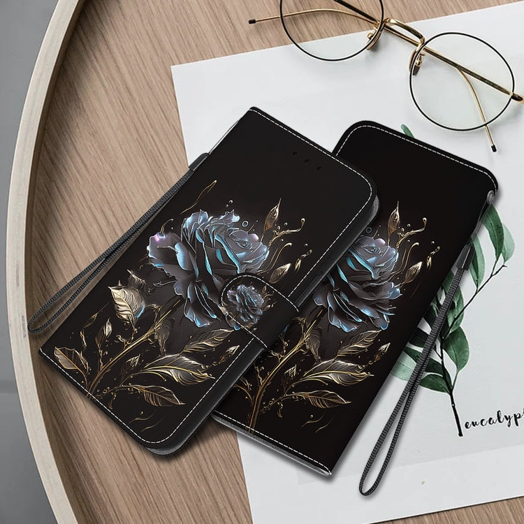 For Honor Magic6 Pro Crystal Texture Colored Drawing Leather Phone Case(Black Rose) - Honor Cases by PMC Jewellery | Online Shopping South Africa | PMC Jewellery | Buy Now Pay Later Mobicred