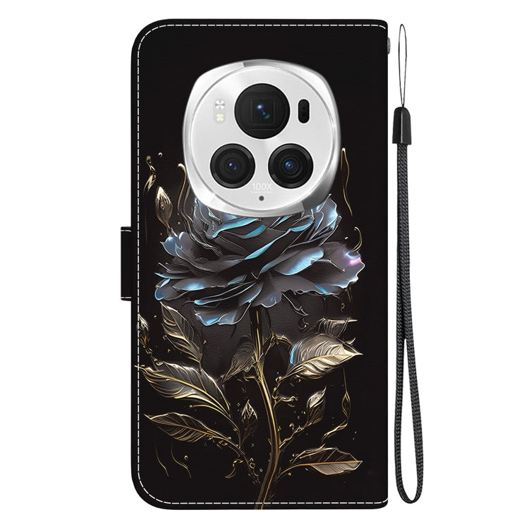 For Honor Magic6 Pro Crystal Texture Colored Drawing Leather Phone Case(Black Rose) - Honor Cases by PMC Jewellery | Online Shopping South Africa | PMC Jewellery | Buy Now Pay Later Mobicred