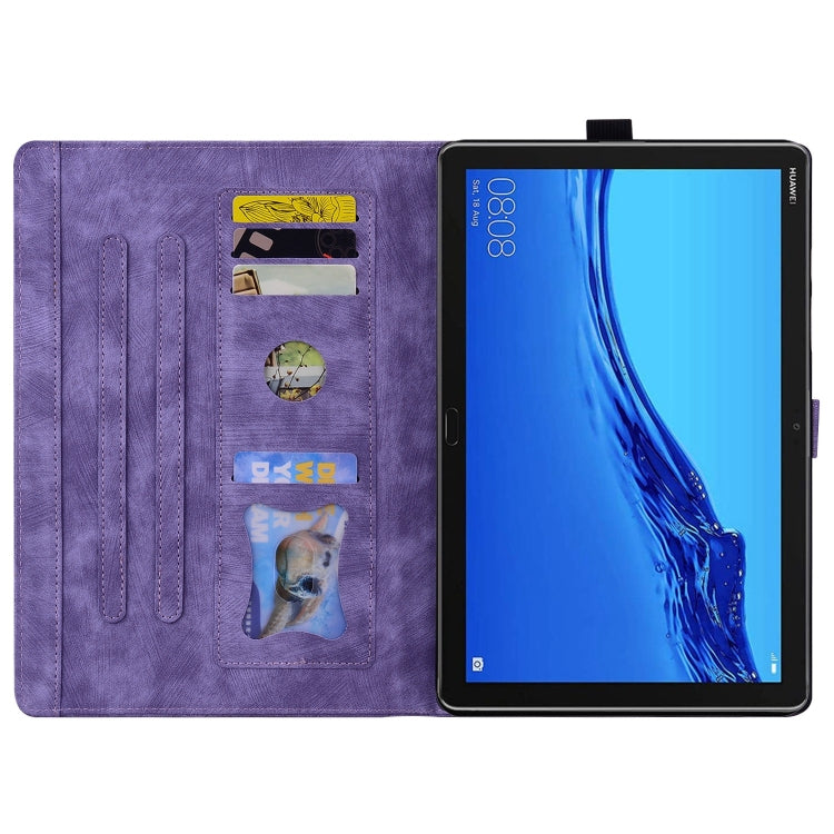 For Lenovo Tab M10 Plus 3rd Gen 2022 Cartoon Sakura Cat Embossed Leather Tablet Case(Purple) - Lenovo by PMC TechLife | Online Shopping South Africa | PMC TechLife | Buy Now Pay Later Mobicred