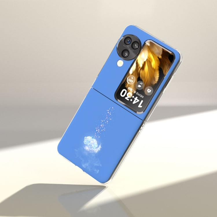 For OPPO Find N3 Flip Painted Pattern PC Phone Case(Blue Flower) - Find N3 Flip Cases by PMC TechLife | Online Shopping South Africa | PMC TechLife | Buy Now Pay Later Mobicred