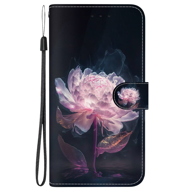 For Realme 12 5G Crystal Texture Colored Drawing Leather Phone Case(Purple Peony) - Realme Cases by PMC TechLife | Online Shopping South Africa | PMC TechLife | Buy Now Pay Later Mobicred