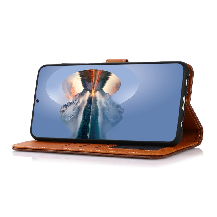 For Google Pixel 9 Pro KHAZNEH Dual-color Cowhide Texture Flip Leather Phone Case(Rose Gold) - Google Cases by PMC TechLife | Online Shopping South Africa | PMC TechLife | Buy Now Pay Later Mobicred