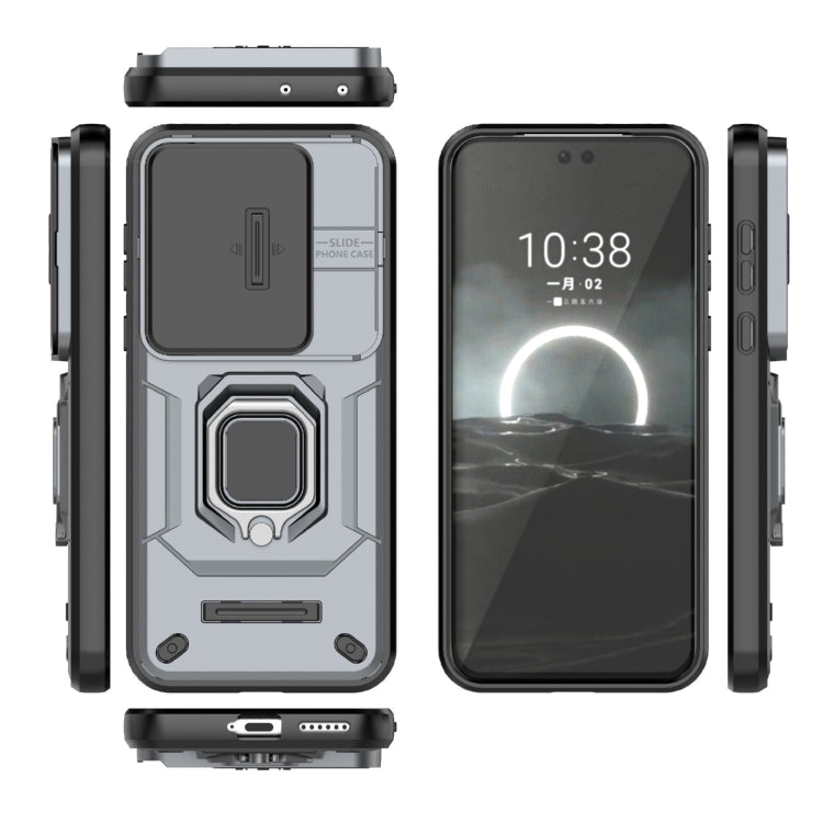 For Huawei Pura 70 Pro / Pura 70 Pro+ Sliding Camshield TPU + PC Shockproof Phone Case with Holder(Grey) - Huawei Cases by PMC Jewellery | Online Shopping South Africa | PMC Jewellery | Buy Now Pay Later Mobicred