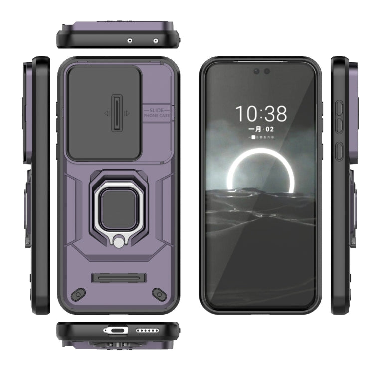 For Huawei Pura 70 Pro / Pura 70 Pro+ Sliding Camshield TPU + PC Shockproof Phone Case with Holder(Purple) - Huawei Cases by PMC Jewellery | Online Shopping South Africa | PMC Jewellery | Buy Now Pay Later Mobicred