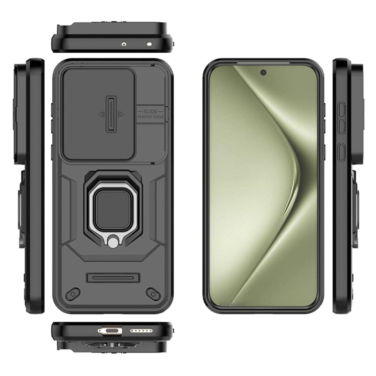 For Huawei Pura 70 Ultra Sliding Camshield TPU + PC Shockproof Phone Case with Holder(Grey) - Huawei Cases by PMC Jewellery | Online Shopping South Africa | PMC Jewellery | Buy Now Pay Later Mobicred