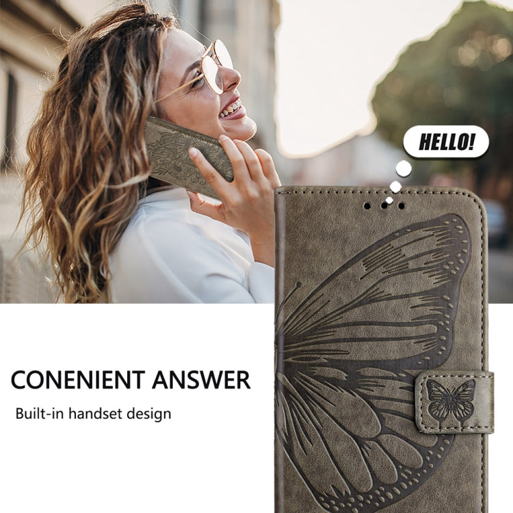 For Motorola Edge 50 Pro Embossed Butterfly Leather Phone Case(Grey) - Motorola Cases by PMC TechLife | Online Shopping South Africa | PMC TechLife | Buy Now Pay Later Mobicred