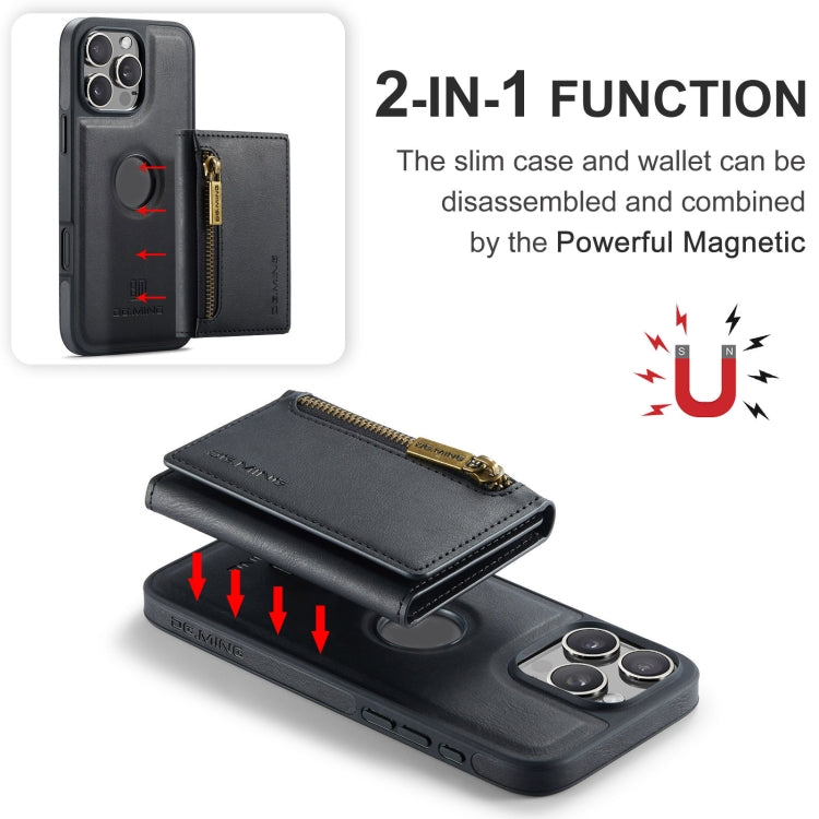 For iPhone 16 Pro DG.MING M5 Series Zip RFID Multi Card Detachable Leather Phone Case(Black) - iPhone 16 Pro Cases by DG.MING | Online Shopping South Africa | PMC Jewellery | Buy Now Pay Later Mobicred