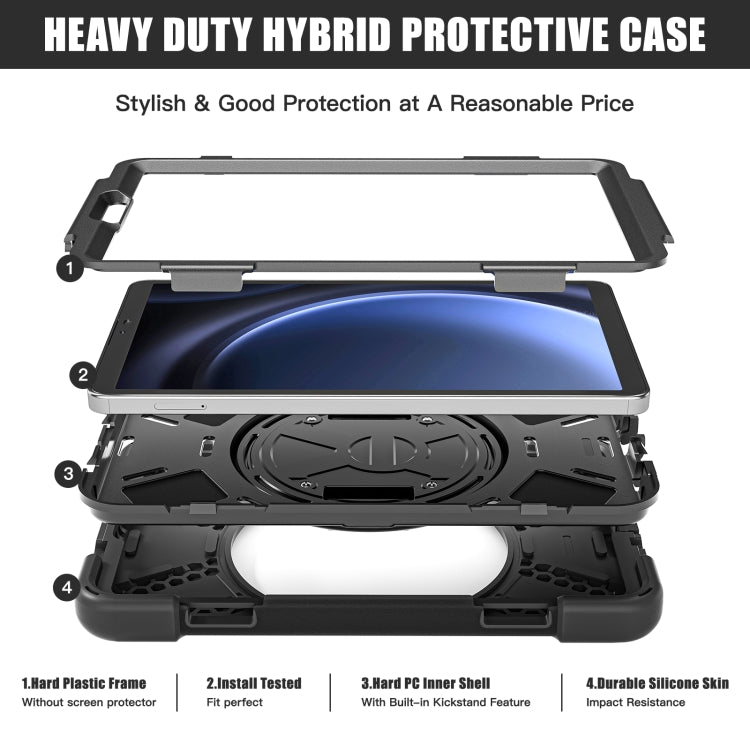 For Samsung Galaxy Tab A9 Rotary Handle Grab TPU + PC Tablet Case(Black) - Galaxy Tab A9 by PMC TechLife | Online Shopping South Africa | PMC TechLife