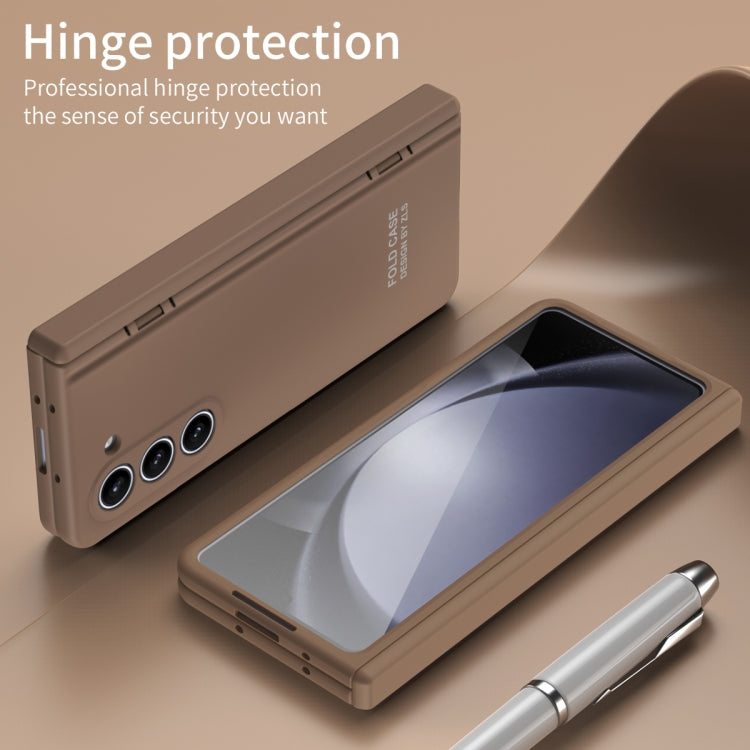 For Samsung Galaxy Z Fold5 Extraordinary Series Hinged Folding Full Phone Case(Coffee) - Galaxy Z Fold5 Cases by PMC TechLife | Online Shopping South Africa | PMC TechLife