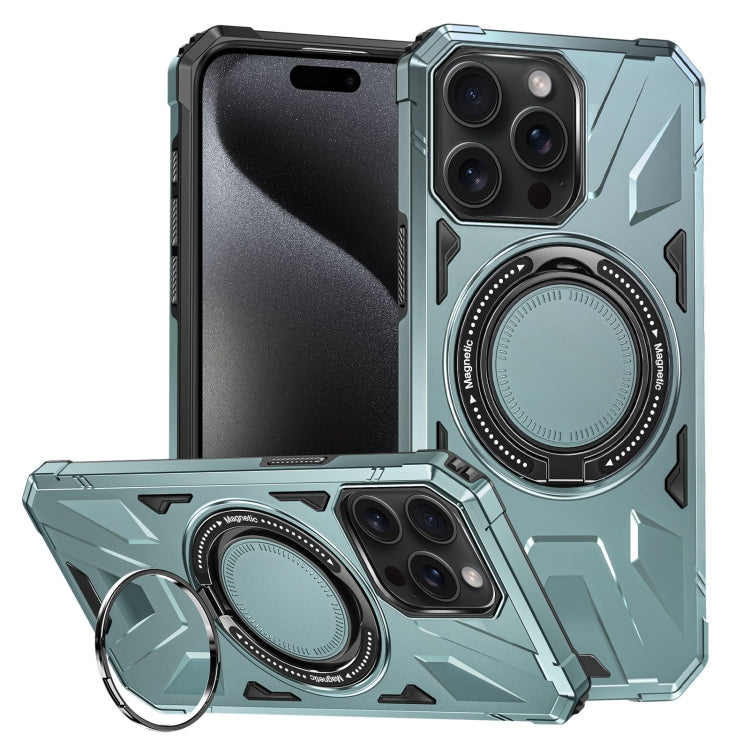For iPhone 15 Pro MagSafe Magnetic Shockproof Phone Case with Ring Holder(Green) - iPhone 15 Pro Cases by PMC TechLife | Online Shopping South Africa | PMC TechLife