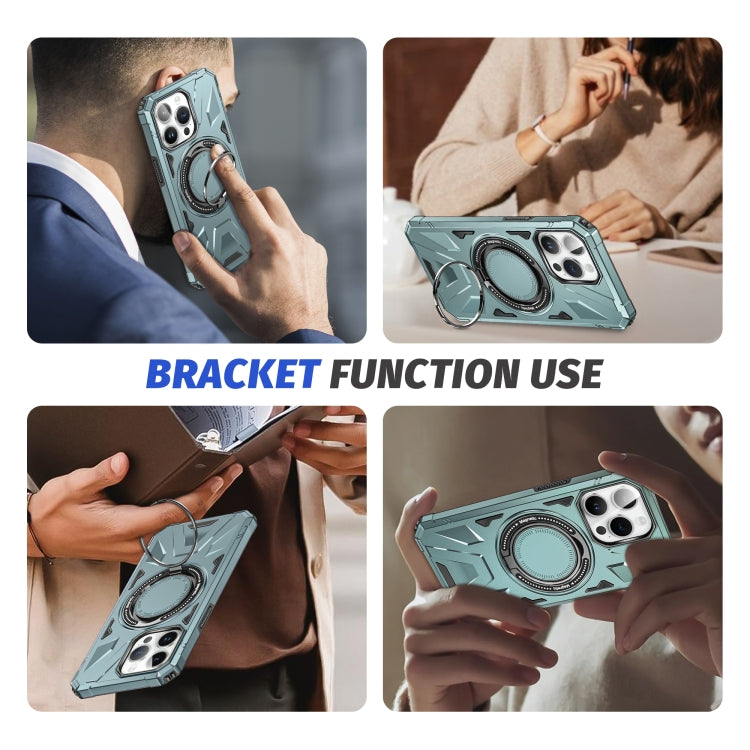 For iPhone 15 Pro MagSafe Magnetic Shockproof Phone Case with Ring Holder(Green) - iPhone 15 Pro Cases by PMC TechLife | Online Shopping South Africa | PMC TechLife
