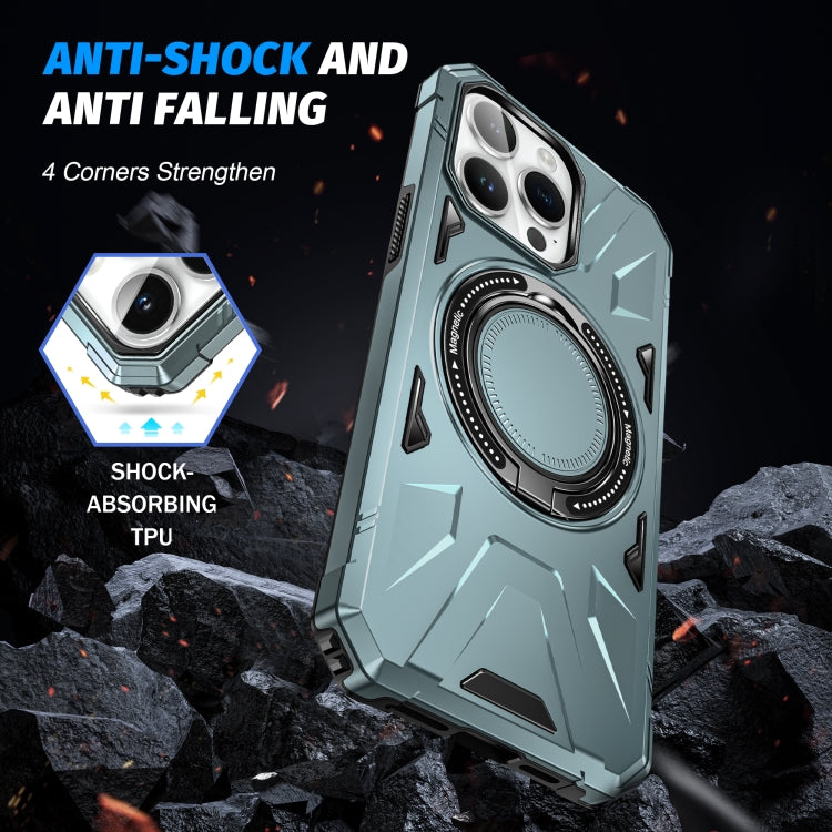 For iPhone 15 MagSafe Magnetic Shockproof Phone Case with Ring Holder(Green) - iPhone 15 Cases by PMC TechLife | Online Shopping South Africa | PMC TechLife