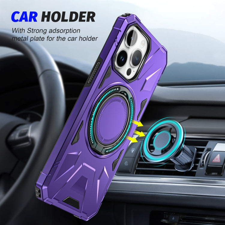 For iPhone 15 MagSafe Magnetic Shockproof Phone Case with Ring Holder(Purple) - iPhone 15 Cases by PMC Jewellery | Online Shopping South Africa | PMC Jewellery