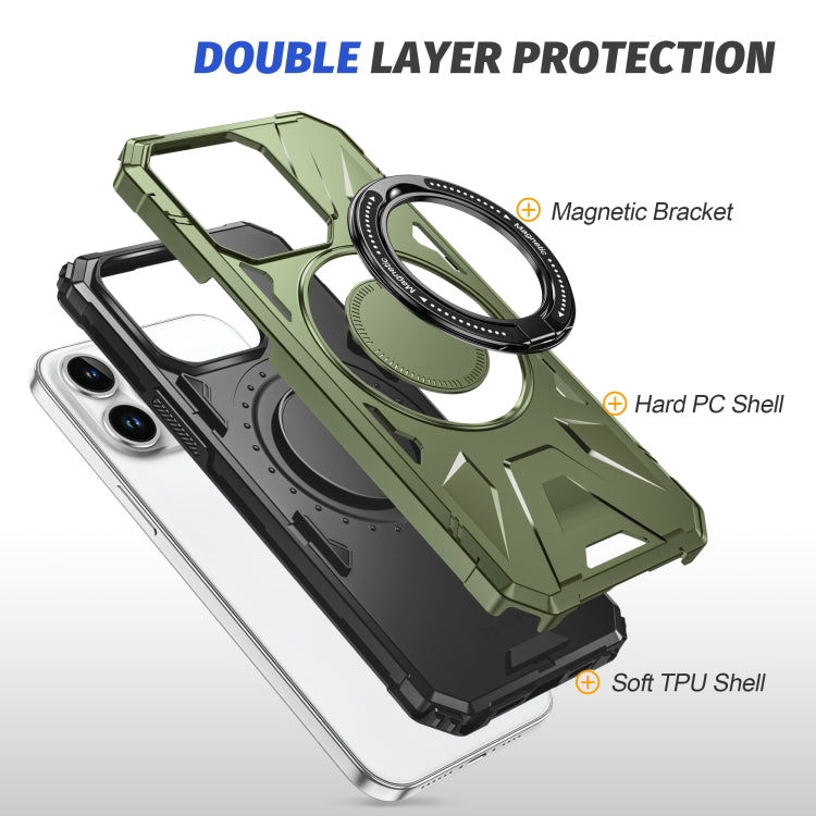 For iPhone 14 Plus MagSafe Magnetic Shockproof Phone Case with Ring Holder(Dark Green) - iPhone 14 Plus Cases by PMC Jewellery | Online Shopping South Africa | PMC Jewellery