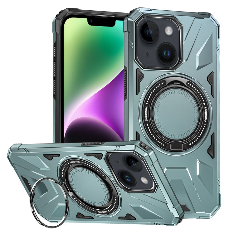 For iPhone 14/13 MagSafe Magnetic Shockproof Phone Case with Ring Holder(Green) - iPhone 14 Cases by PMC Jewellery | Online Shopping South Africa | PMC Jewellery