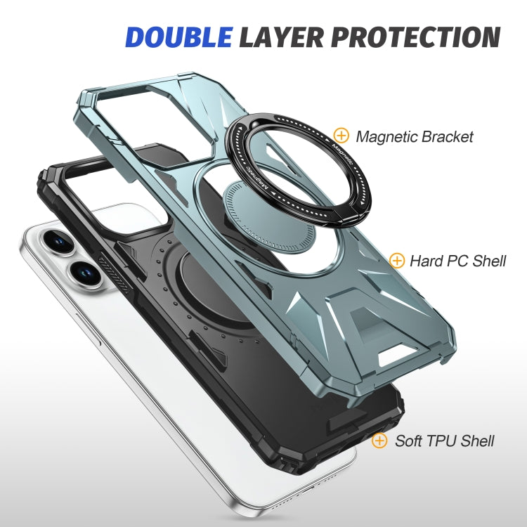 For iPhone 14 Pro MagSafe Magnetic Shockproof Phone Case with Ring Holder(Green) - iPhone 14 Pro Cases by PMC TechLife | Online Shopping South Africa | PMC TechLife