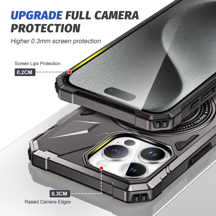 For iPhone 14 Pro MagSafe Magnetic Shockproof Phone Case with Ring Holder(Dark Grey) - iPhone 14 Pro Cases by PMC TechLife | Online Shopping South Africa | PMC TechLife