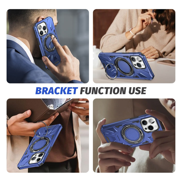 For iPhone 14 Pro Max MagSafe Magnetic Shockproof Phone Case with Ring Holder(Navy Blue) - iPhone 14 Pro Max Cases by PMC TechLife | Online Shopping South Africa | PMC TechLife