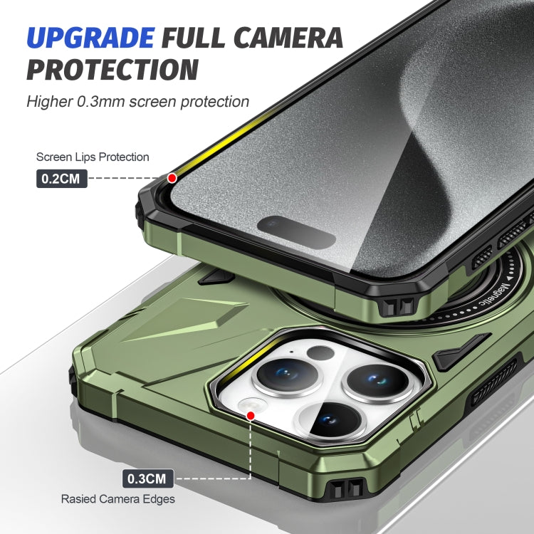 For iPhone 13 Pro Max MagSafe Magnetic Shockproof Phone Case with Ring Holder(Dark Green) - iPhone 13 Pro Max Cases by PMC TechLife | Online Shopping South Africa | PMC TechLife