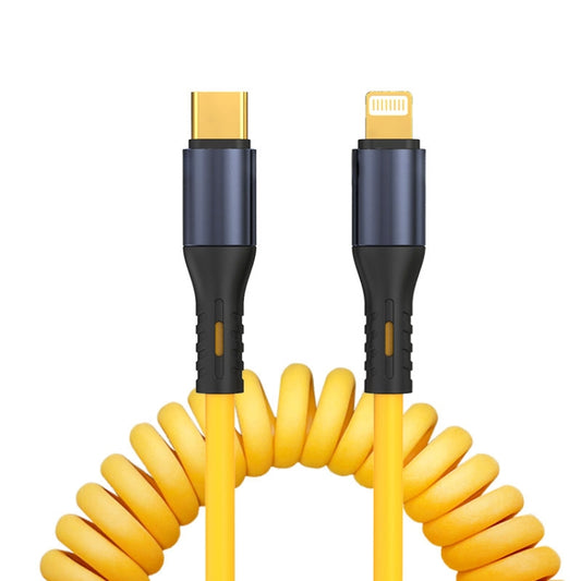 XJ-U101 USB-C / Type-C to 8 Pin Spring Charging Data Cable, Length: 1.5m(Yellow) - 2 in 1 Cable by PMC Jewellery | Online Shopping South Africa | PMC Jewellery | Buy Now Pay Later Mobicred