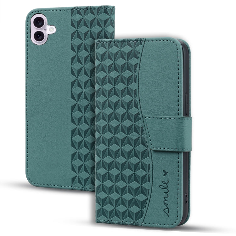 For iPhone 16 Business Diamond Buckle Leather Phone Case with Lanyard(Green) - iPhone 16 Cases by PMC Jewellery | Online Shopping South Africa | PMC Jewellery | Buy Now Pay Later Mobicred