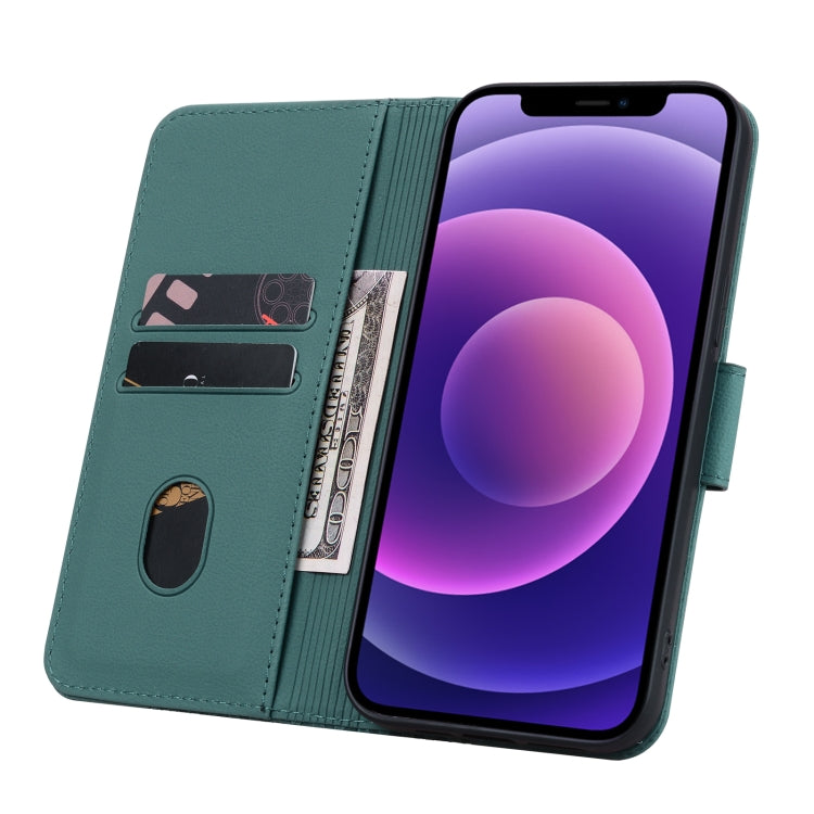 For iPhone 16 Business Diamond Buckle Leather Phone Case with Lanyard(Green) - iPhone 16 Cases by PMC TechLife | Online Shopping South Africa | PMC TechLife | Buy Now Pay Later Mobicred