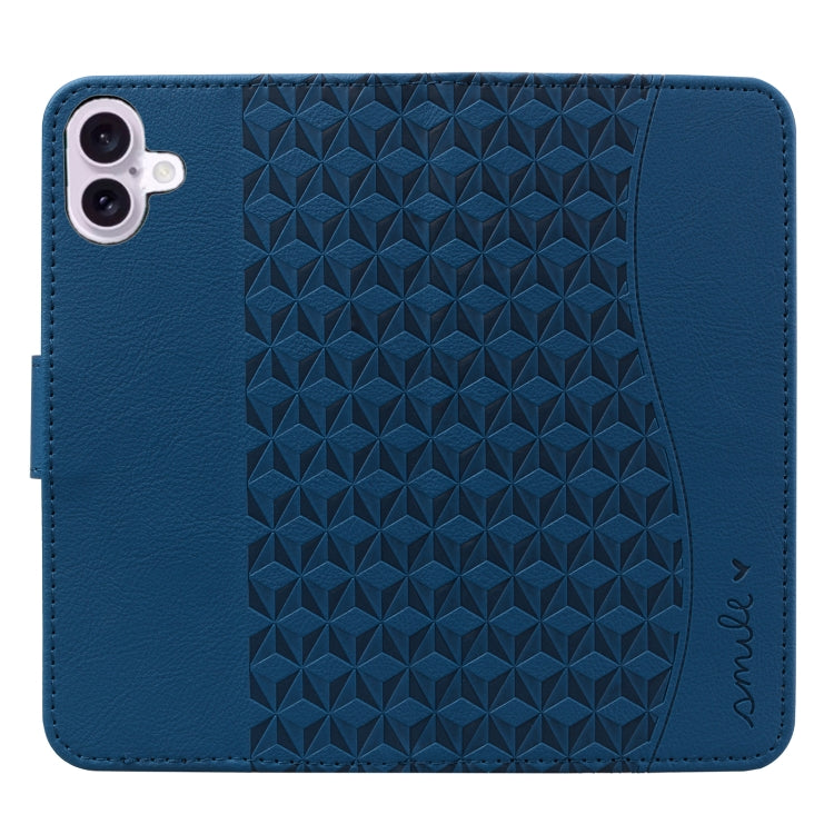 For iPhone 16 Business Diamond Buckle Leather Phone Case with Lanyard(Royal Blue) - iPhone 16 Cases by PMC Jewellery | Online Shopping South Africa | PMC Jewellery | Buy Now Pay Later Mobicred